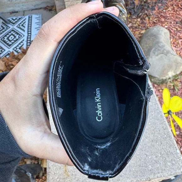 Calvin Klein Shiny Black Ankle Booties - Picture 6 of 8